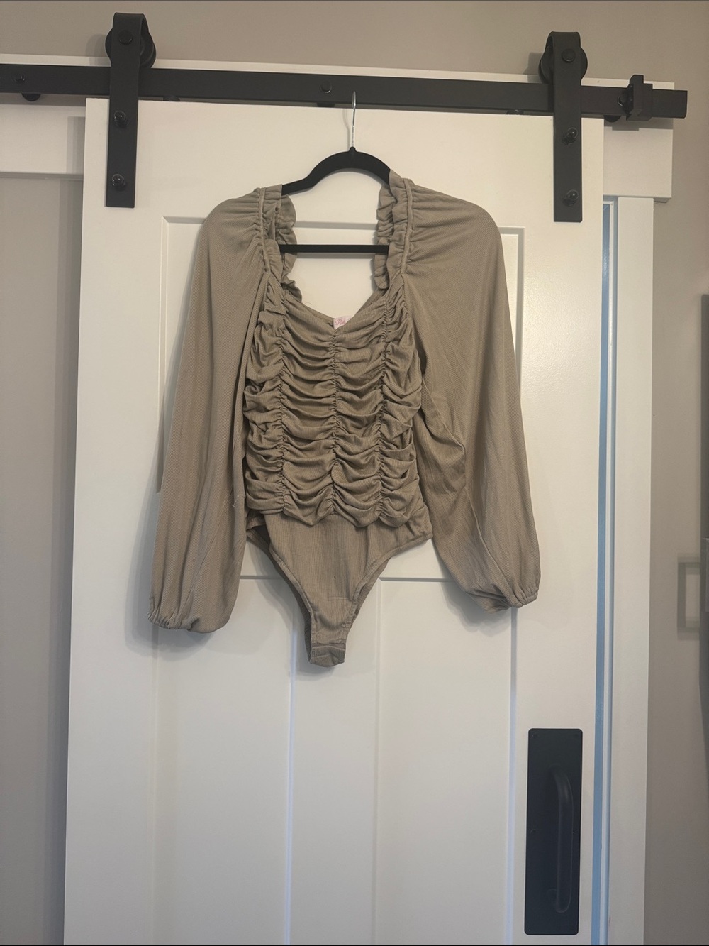 Pink Lily Collab with Emily Fauver Ruched Sage Green Bodysuit (never worn)